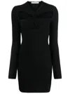 Philosophy Di Lorenzo Serafini Mini Black Ribbed Dress With Cut-out Details At The Front In Viscose Blend In Black
