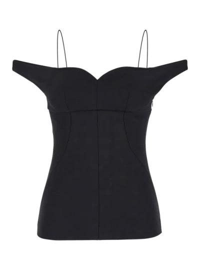 Philosophy Di Lorenzo Serafini Sweetheart Neck Fitted Top In Black