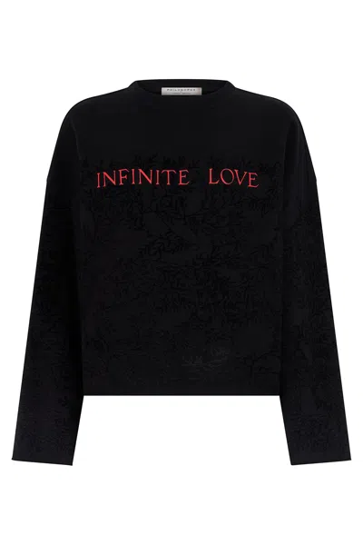 Philosophy Di Lorenzo Serafini Black Sweatshirt With Red Writing In Casual And Versatile Style.