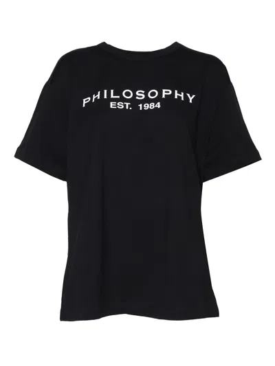 PHILOSOPHY DI LORENZO SERAFINI BLACK T-SHIRT WITH LOGO
