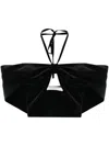 Philosophy Di Lorenzo Serafini Velvet-effect Halterneck Cropped Top In Black