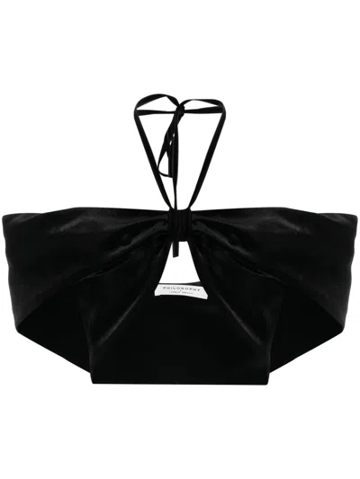 PHILOSOPHY DI LORENZO SERAFINI BLACK VELVET MICRO TOP