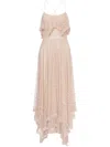 Philosophy Di Lorenzo Serafini Pink Long Dress With Crossed Straps On The Back In Lace Woman In Pink