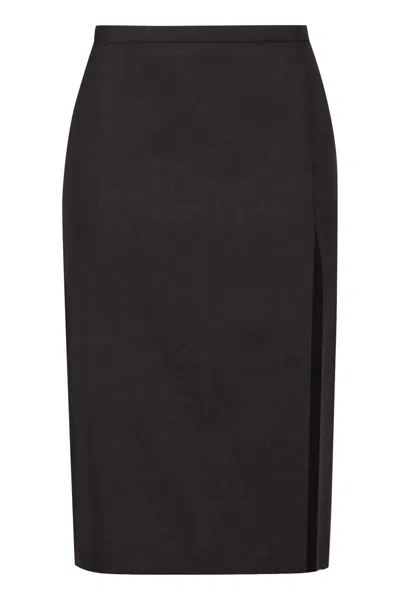 Philosophy Di Lorenzo Serafini Tropical Wool Blend Pencil Skirt In Grey