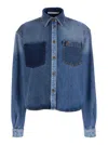 Philosophy Di Lorenzo Serafini Blue Shirt With Classic Collar And Logo Detail On The Pocket In Denim Woman In Blue