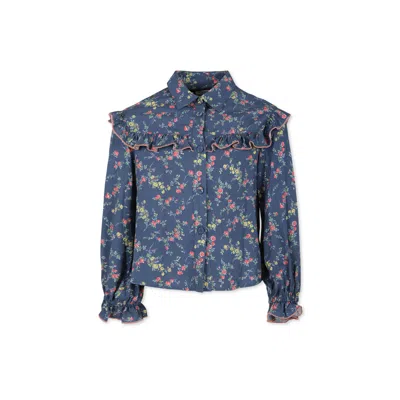 Philosophy Di Lorenzo Serafini Kids' Blue Shirt For Girl With Flowers Print