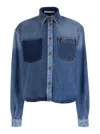 Philosophy Di Lorenzo Serafini Blue Shirt With Classic Collar And Logo Detail On The Pocket In Denim Woman In Blue