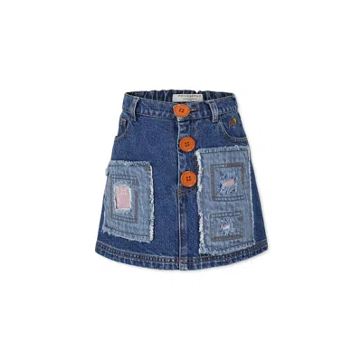 Philosophy Di Lorenzo Serafini Kids' Blue Skirt For Girl With Logo In Denim