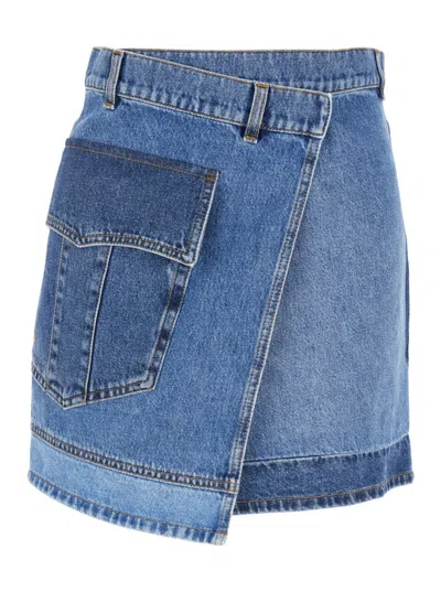 Philosophy Di Lorenzo Serafini Blue Wraparound Mini Skirt