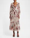 Philosophy Di Lorenzo Serafini Blur Floral-print Pleated Midi Wrap Dress
