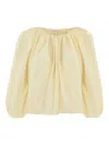 Philosophy Di Lorenzo Serafini White Top With Gathers And Elastic Waist With Drawstring In Tech Fabric Woman In Yellow