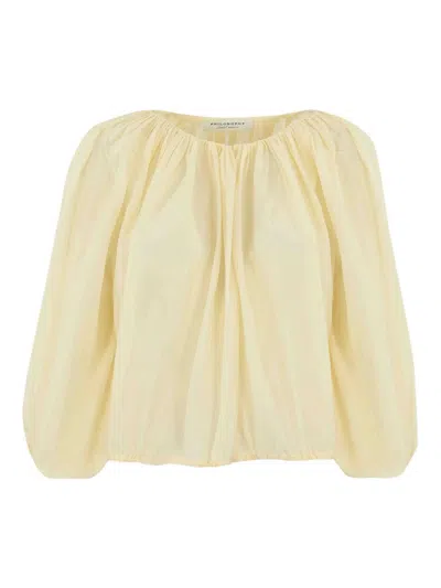Philosophy Di Lorenzo Serafini Cotton And Nylon Gathered Blouse In Yellow