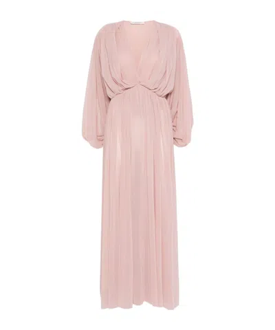 PHILOSOPHY DI LORENZO SERAFINI BLUSH PINK V-NECK MAXI DRESS PHILOSOPHY DI LORENZO SERAFINI