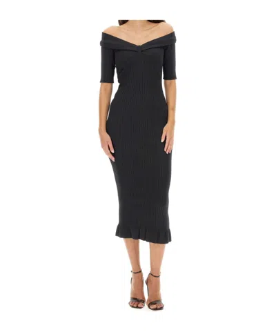 Philosophy Di Lorenzo Serafini Bow Detailed Off-shoulder Dress In Black