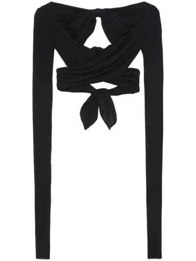 Philosophy Di Lorenzo Serafini Bow-fastening Cropped Top In Black