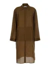 Philosophy Di Lorenzo Serafini Brown Cardigan With Wide Collar And Long Sleeves In Silk Woman