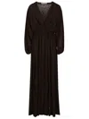 Philosophy Di Lorenzo Serafini Brown Maxi Dress With Long Balloon Sleeves In Marrone