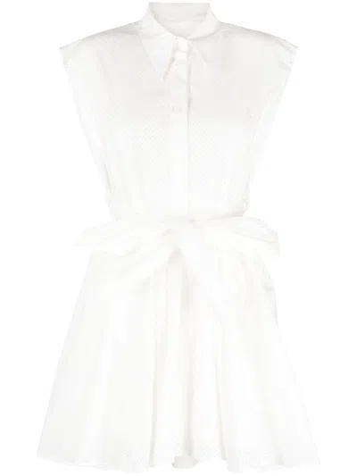 Philosophy Di Lorenzo Serafini Button-up Cotton Minidress In Bianco