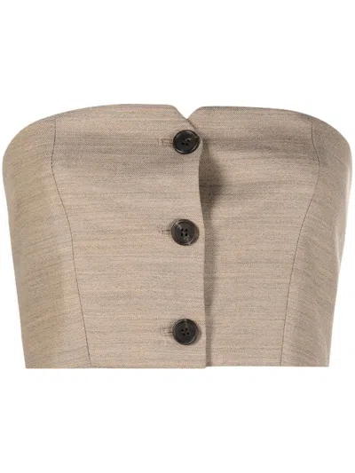 Philosophy Di Lorenzo Serafini Buttoned Bustier Cropped Top In Neutrals