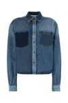 Philosophy Di Lorenzo Serafini Blue Shirt With Classic Collar And Logo Detail On The Pocket In Denim Woman