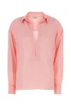 Philosophy Di Lorenzo Serafini Pink Shirt With Open Collar And V Neck In Stretch Viscose Woman