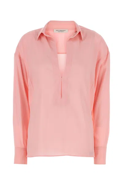 PHILOSOPHY DI LORENZO SERAFINI PHILOSOPHY DI LORENZO SERAFINI PINK STRETCH VISCOSE BLOUSE