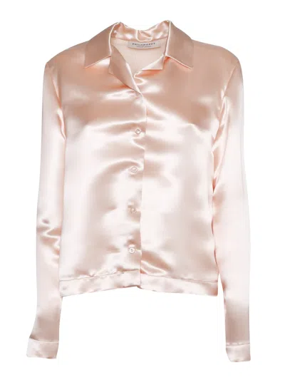 Philosophy Di Lorenzo Serafini Romantic Pink Viscose Blouse With Satin Finish