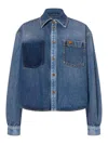 Philosophy Di Lorenzo Serafini Blue Shirt With Classic Collar And Logo Detail On The Pocket In Denim Woman In Azul