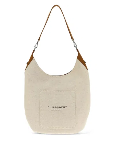 Philosophy Di Lorenzo Serafini Canvas Shoulder Bag In Neutrals