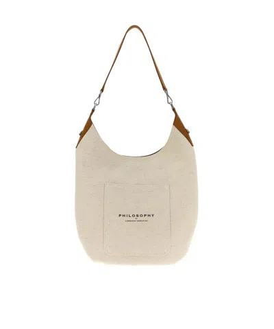 Philosophy Di Lorenzo Serafini Canvas Shoulder Bag In Nude