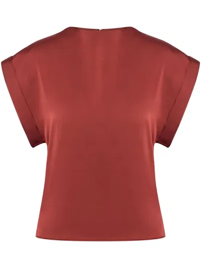 Philosophy Di Lorenzo Serafini Cap-sleeve Satin Blouse In Red