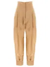 Philosophy Di Lorenzo Serafini High-waisted Trousers Pleated Cuffed Hem In Beige