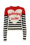 Philosophy Di Lorenzo Serafini Intarsia-logo Striped Sweatshirt In White