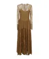 Philosophy Di Lorenzo Serafini Maxi Dress With Lace Overlay And Flared Skirt In Brown