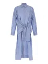 Philosophy Di Lorenzo Serafini Shirt-style Striped Cotton Blend Chemisier Dress In Light Blue