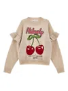 Philosophy Di Lorenzo Serafini Cherry-motif Ruffled-sleeve Sweater In Neutral