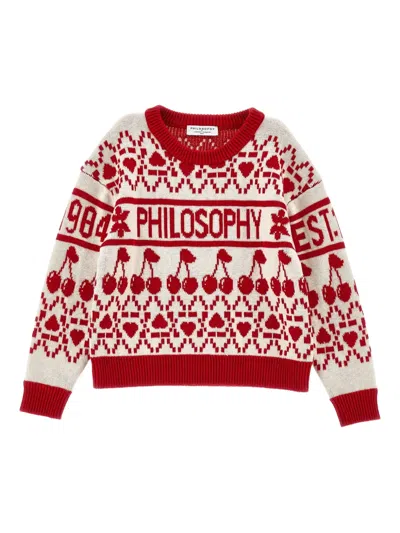 Philosophy Di Lorenzo Serafini Kids' Cherry-pattern Sweater In Red