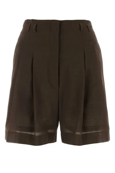PHILOSOPHY DI LORENZO SERAFINI PHILOSOPHY DI LORENZO SERAFINI CHOCOLATE WOOL BLEND SHORTS