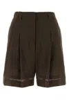 PHILOSOPHY DI LORENZO SERAFINI CHOCOLATE WOOL BLEND SHORTS