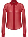 Philosophy Di Lorenzo Serafini Classic-collar Semi-sheer Shirt In Red