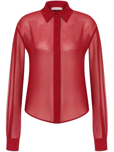Philosophy Di Lorenzo Serafini Classic-collar Semi-sheer Shirt In Red