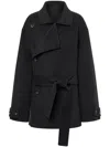 Philosophy Di Lorenzo Serafini Grey Oversized Cropped Double-breasted Coat In Gray