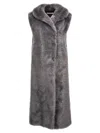 Philosophy Di Lorenzo Serafini Lapel Sleeveless Fur Coat In Gray