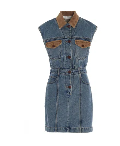 Philosophy Di Lorenzo Serafini Contrasting-panels Denim Dress In Blue