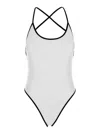 Philosophy Di Lorenzo Serafini White Costume With Crossed Straps And Lettering Logo In Tech Fabric Woman In White
