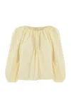 Philosophy Di Lorenzo Serafini White Top With Gathers And Elastic Waist With Drawstring In Tech Fabric Woman In Avorio