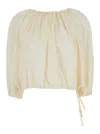 PHILOSOPHY DI LORENZO SERAFINI COTTON AND NYLON GATHERED BLOUSE
