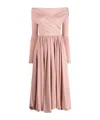 Philosophy Di Lorenzo Serafini Draped Waist Off-shoulder Midi Dress In Pink