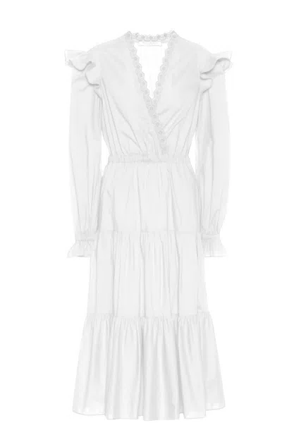 Philosophy Di Lorenzo Serafini Cotton Long Sleeve Dress In White