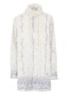 Philosophy Di Lorenzo Serafini Mini Shirt Dress With Ruffled Collar And Long Sleeves In Fantasy White